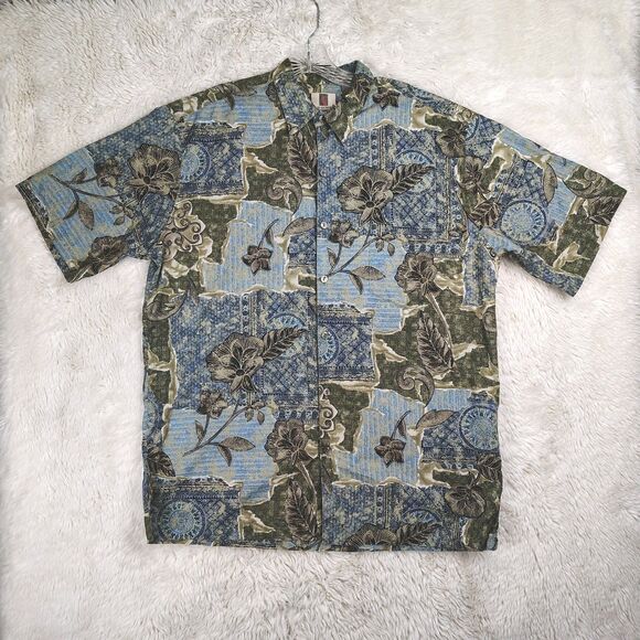 Tori Richard Floral 100% Cotton Lawn Hawaiian Shirt Mens Large - Picture 1 of 7